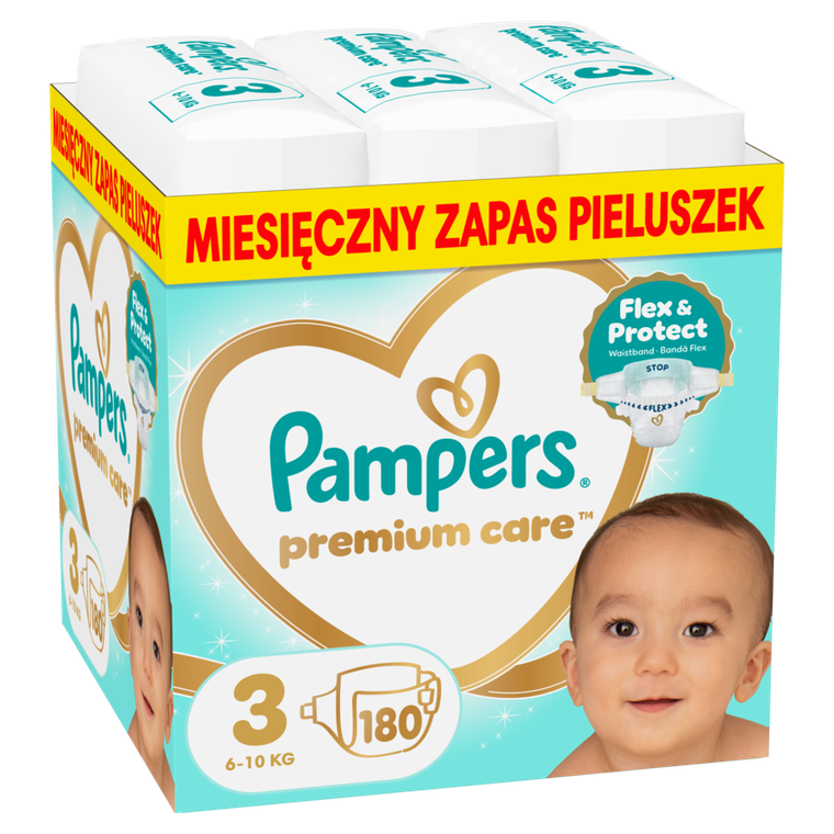 Pampers, Premium Care, pieluchy jednorazowe, rozmiar 3, 6-10kg, 180 szt.