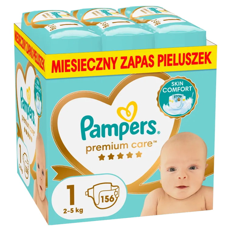 Pampers, Premium Care, pieluszki, rozmiar 1, 2-5 kg, 156 szt.