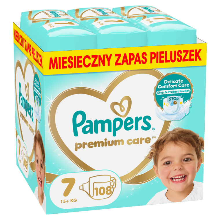 Pampers, Premium Care, pieluszki, rozmiar 7, 15 kg+, 108 szt.