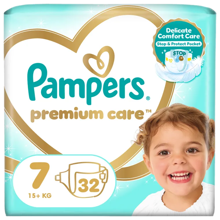 Pampers, Premium Care, pieluszki, rozmiar 7, 15 kg+, 32 szt.