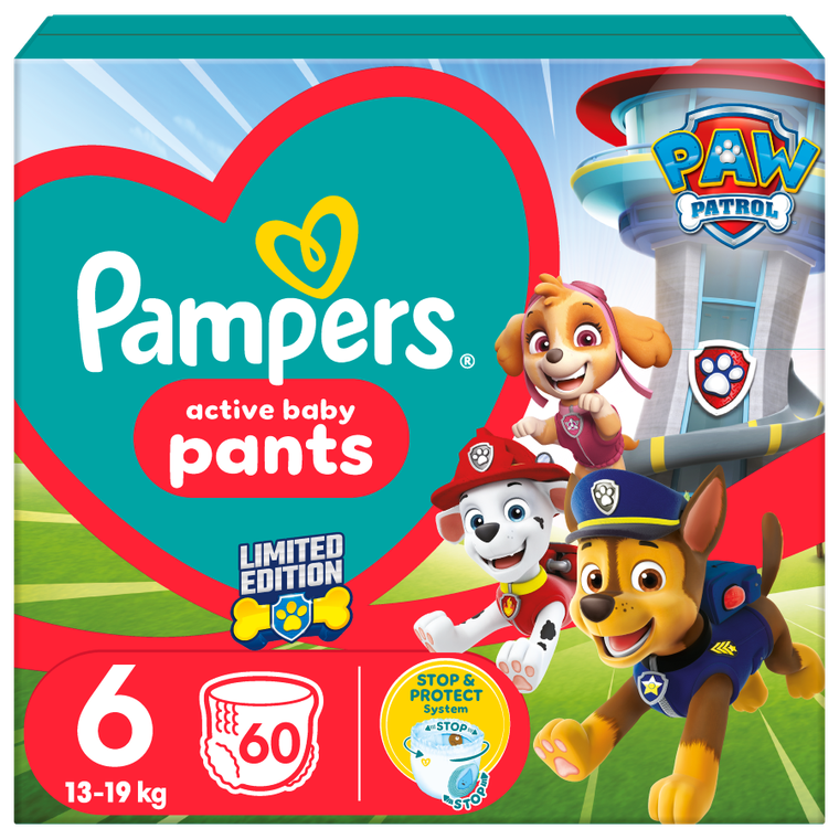 Pampers, Psi Patrol, Pants, pieluchomajtki, rozmiar 6, 13-19 kg, 60 szt.