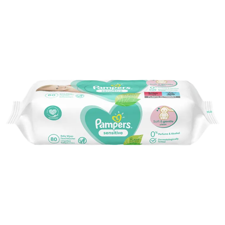 Pampers, Sensitive, chusteczki nawilżane, 1-80 szt.