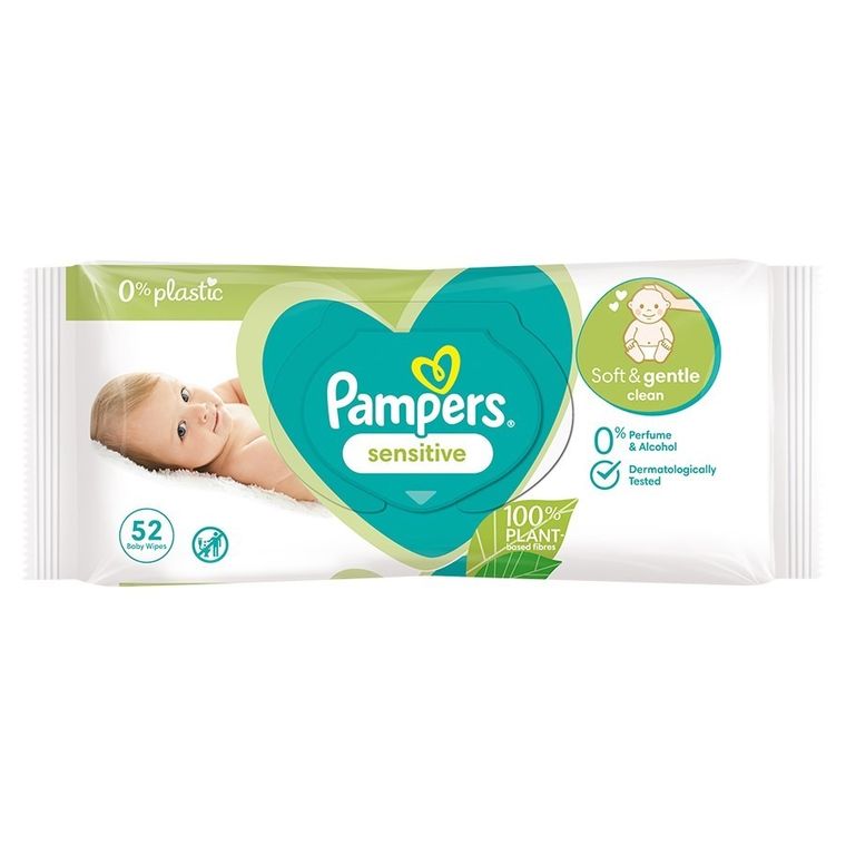 Pampers, Sensitive, chusteczki nawilżane, 52 szt.