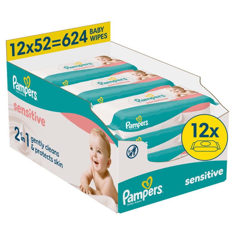 Pampers, Sensitive, chusteczki nawilżane dla dzieci, 12-52 szt.