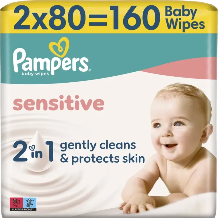 Pampers, Sensitive, chusteczki nawilżane dla dzieci, 2-80 szt.