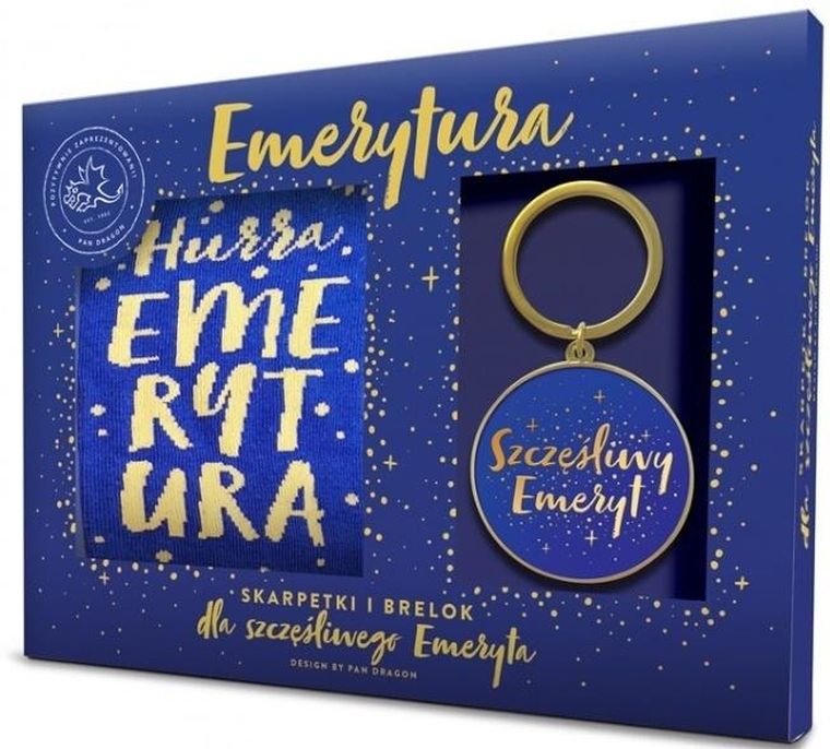 Pan Dragon, zestaw brelok + skarpetki, Szczęśliwy emeryt