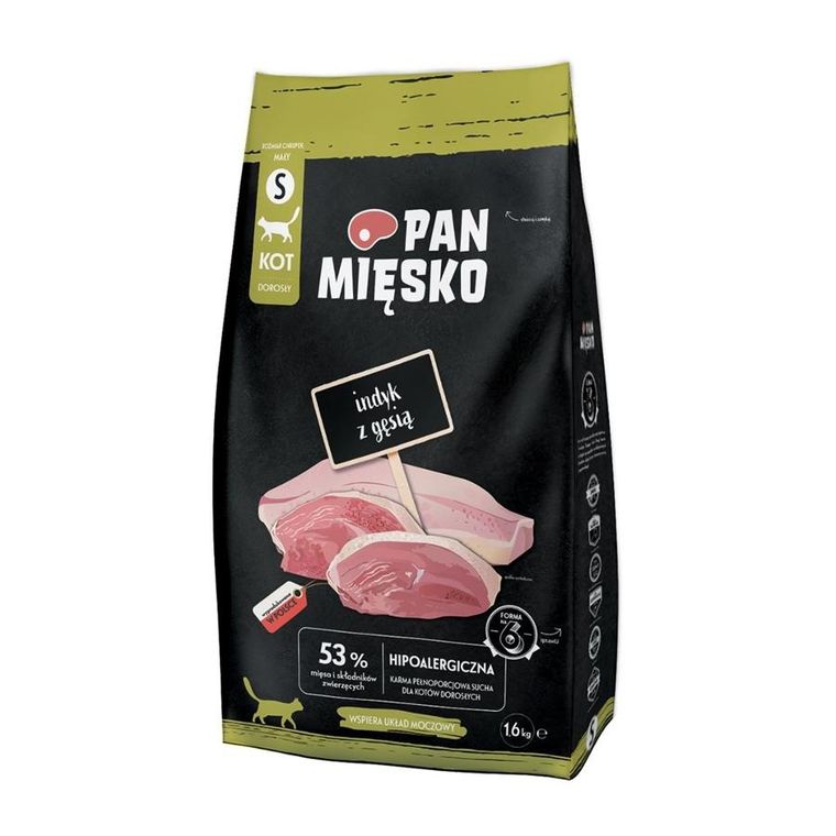 Pan Mięsko, Indyk z gęsią, sucha karma dla kota chrupki, S, 1,6kg