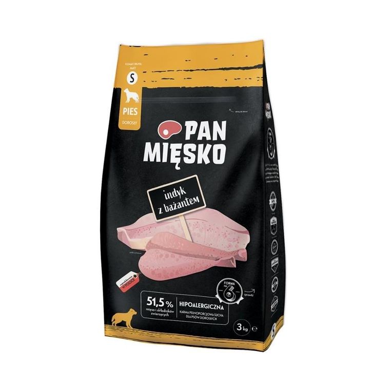 Pan Mięsko, karma sucha dla psa, indyk z bażantem, 3 kg