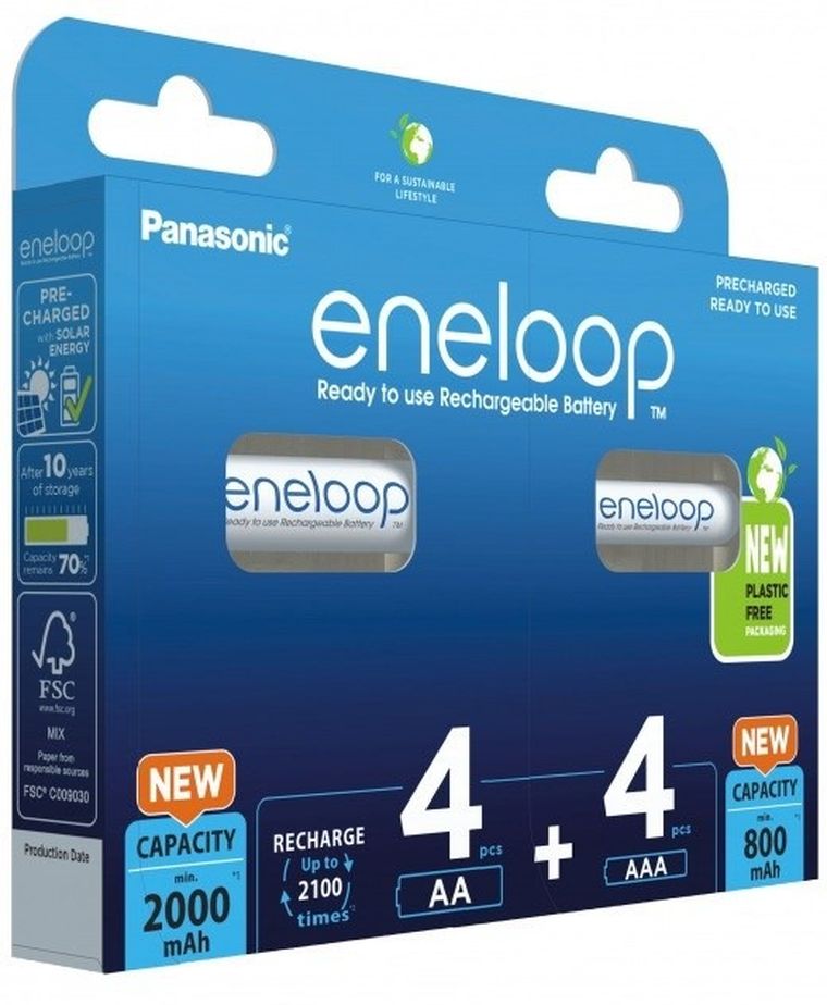 Panasonic, Eneloop, akumulatorki, zestaw 4x AA 2000mAh + 4x AAA 800mAh