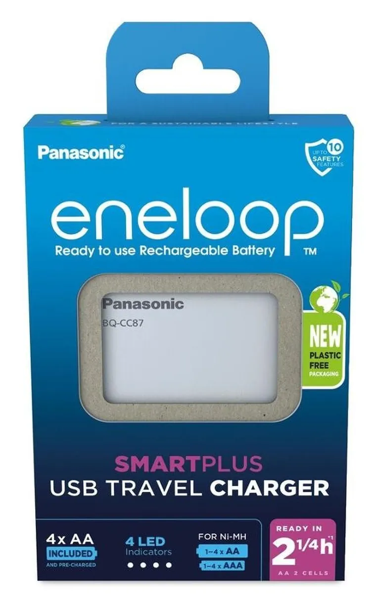 Panasonic, Eneloop, ładowarka, SmartPlus, USB + 4xAA, 2000 mAh