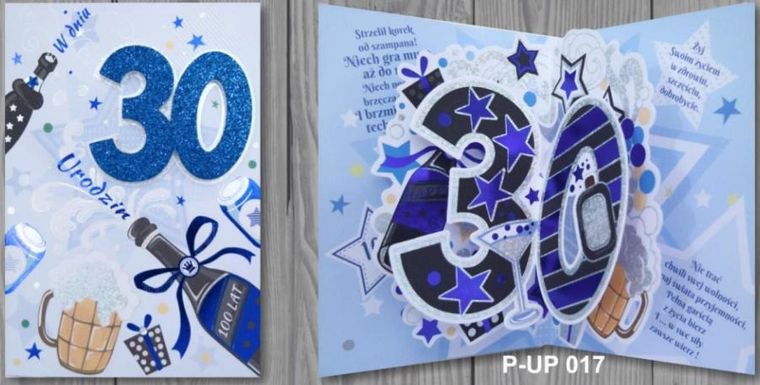 Panorama, karnet przestrzenny B6, Urodziny 30, mężczyzna