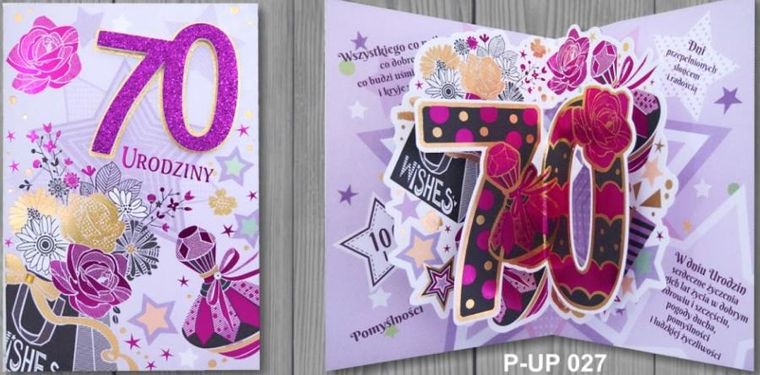 Panorama, karnet przestrzenny B6, Urodziny 70, kobieta