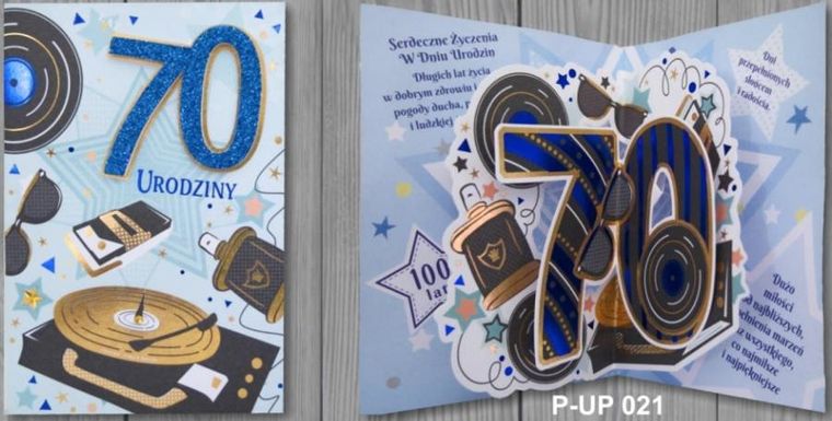 Panorama, karnet przestrzenny B6, Urodziny 70, mężczyzna