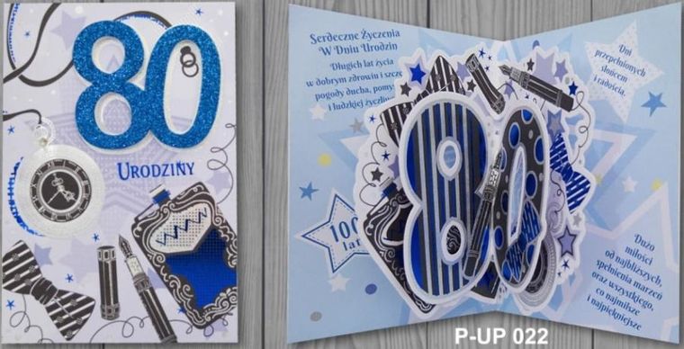 Panorama, karnet przestrzenny, Urodziny 80, mężczyzna