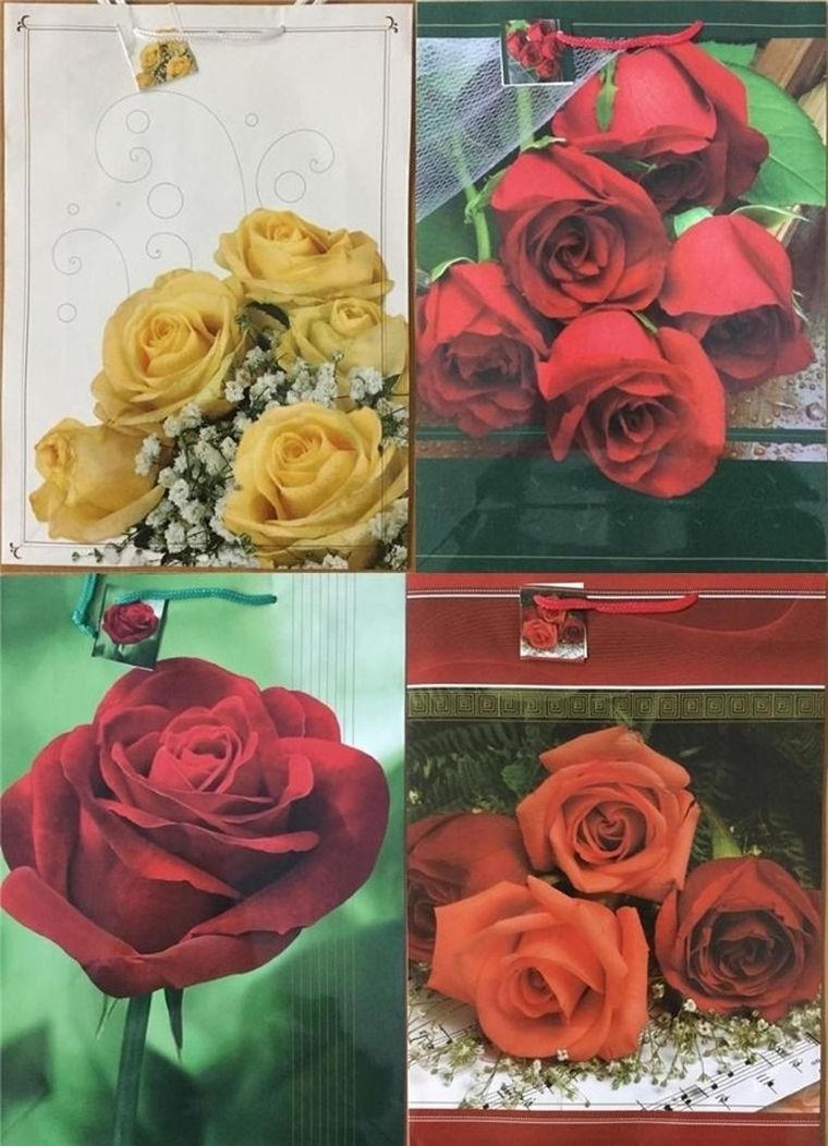 Panorama, torebka ozdobna, laminowana, duża, róże