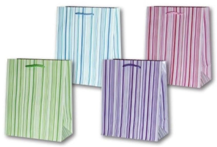 Panorama, torebka ozdobna, laminowana, mała, paski