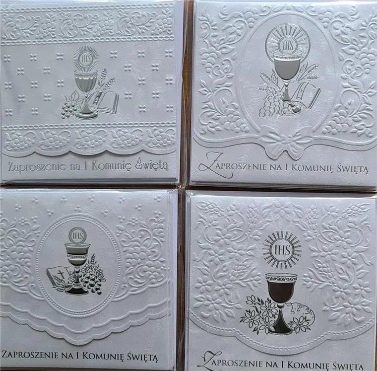 Panorama, zaproszenia na komunię, kwadratowe, 5 szt.