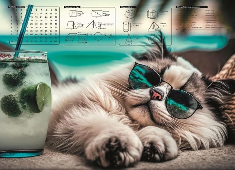 Panta Plast, mata na biurko z nadrukiem, chillout cat