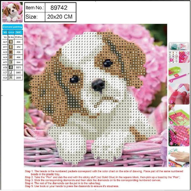 Panta Plast, mozaika diamentowa 5D kit, Dog, 20-20 cm