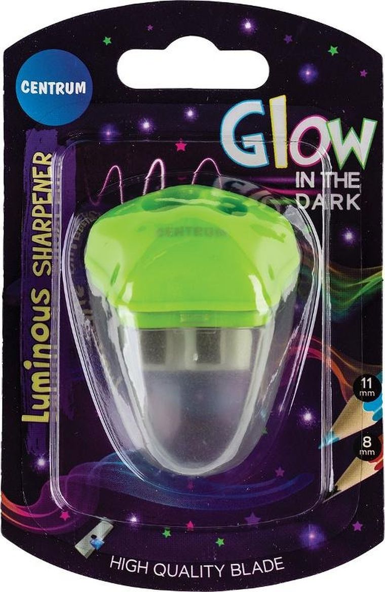 Panta Plast, temperówka plastikowa, podwójna z pojemnikiem, świecąca w ciemności