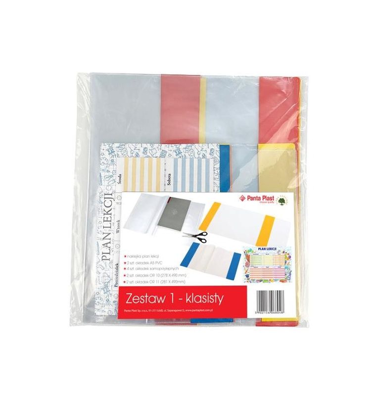 Panta Plast, zestaw 1-klasisty, okładki na zeszyt + plan lekcji