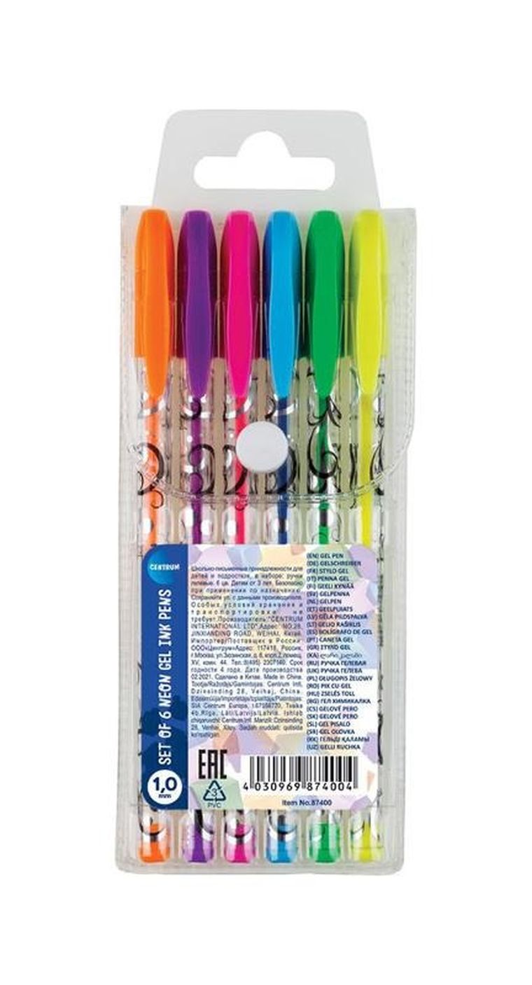 Panta Plast, zestaw długopisów żelowych, neonowych, 6 szt.