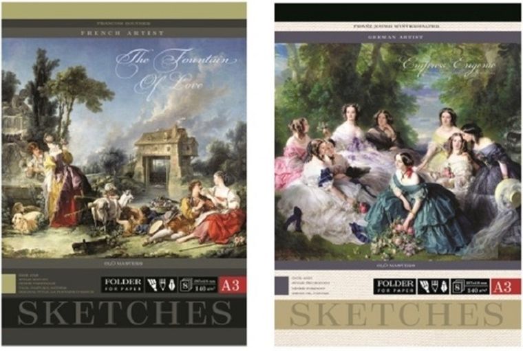 Papier artystyczny A3, 8 arkuszy 140g/m2 + teczka mix