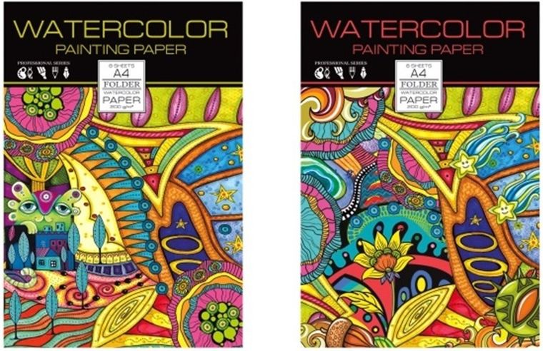 Papier artystyczny A4, 8 arkuszy 200g/m2 + teczka mix