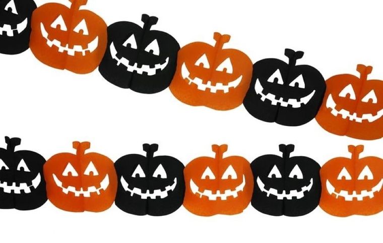 Papierowa girlanda, dynie, hallowen, pomarańczowo-czarna, 33-200 cm