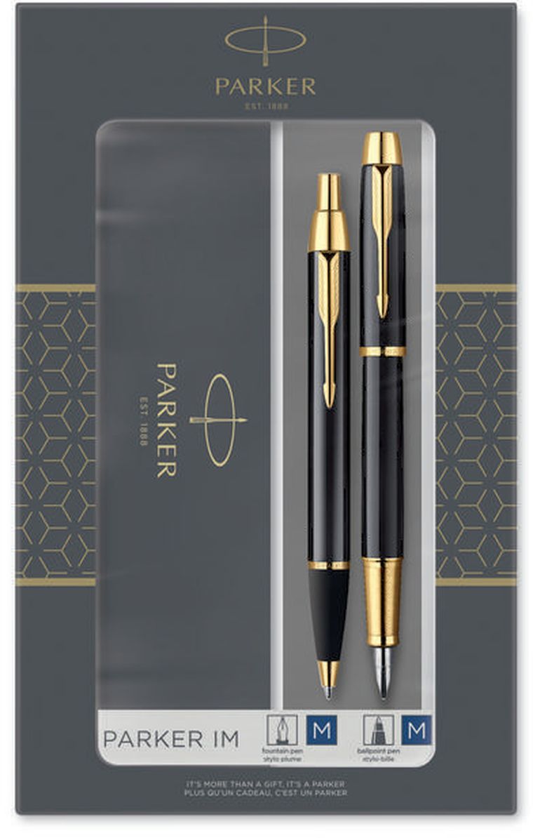 Parker, IM, zestaw: pióro wieczne + długopis, czarny GT