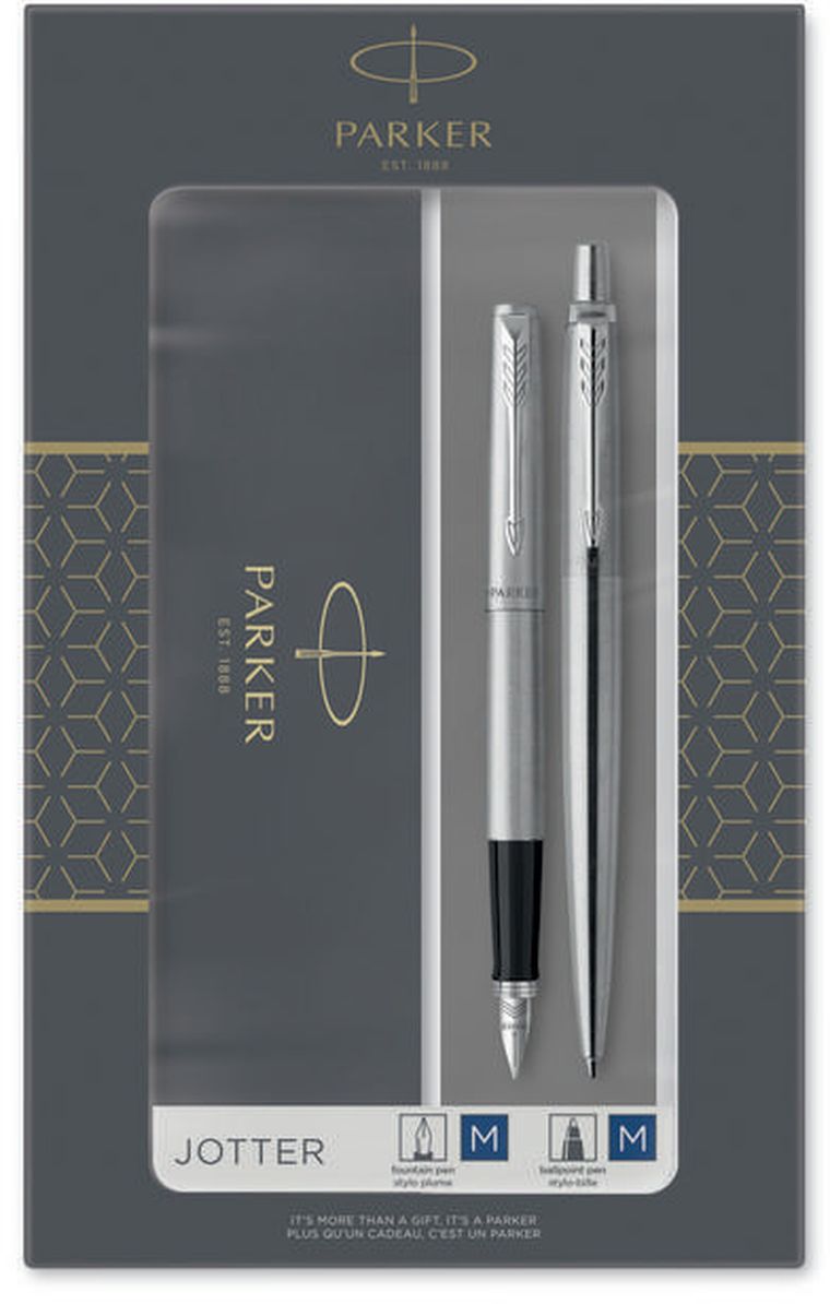 Parker, Jotter, zestaw: pióro wieczne + długopis, stal CT