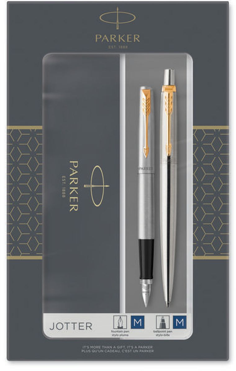 Parker, Jotter, zestaw: pióro wieczne + długopis, stal GT