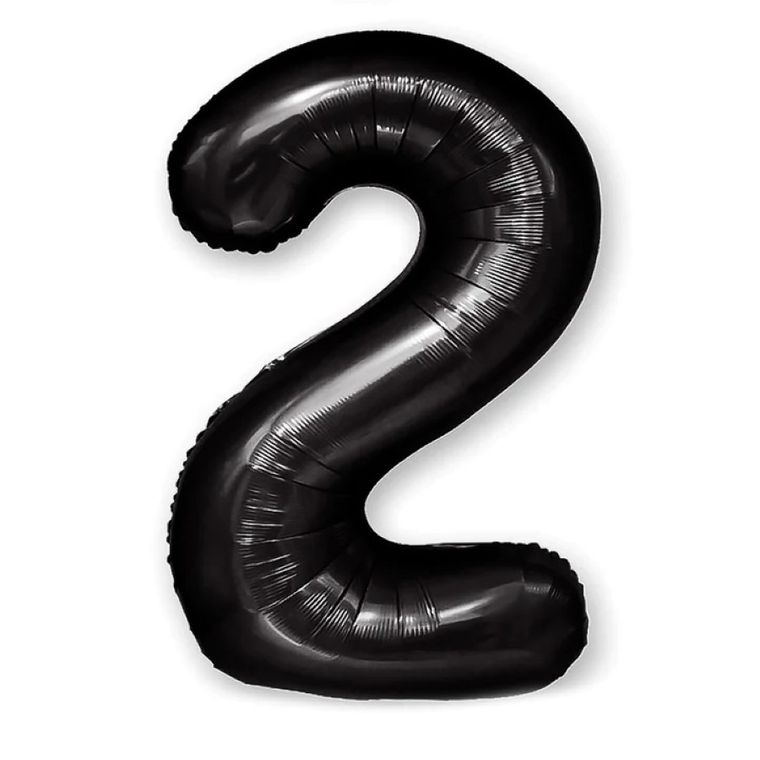 Party Tino, balon foliowy, cyfra 2, czarny, 100 cm