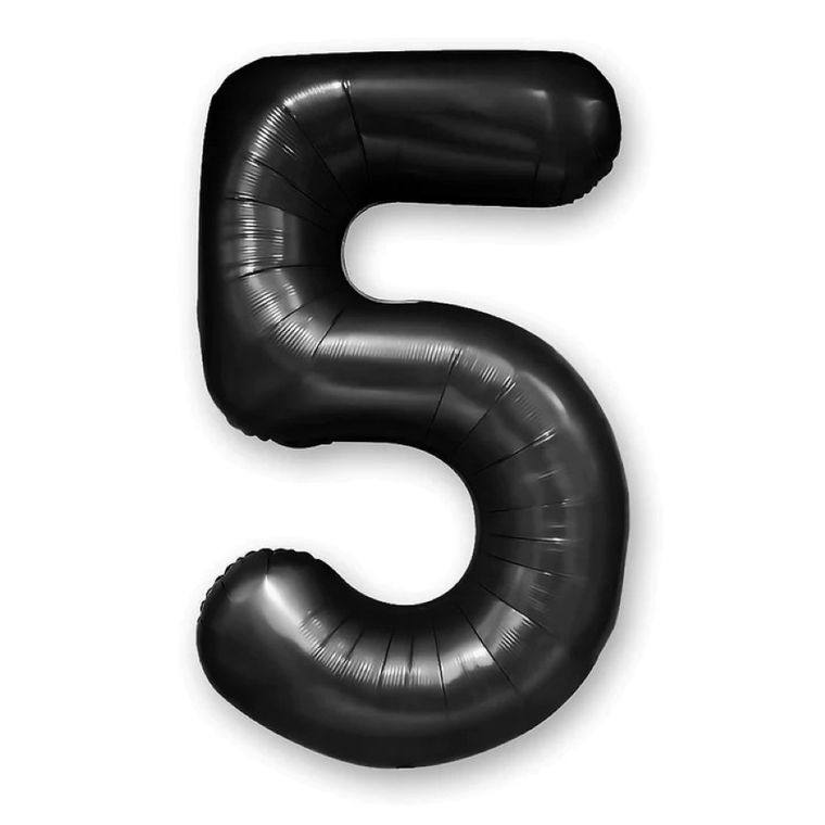 Party Tino, balon foliowy, cyfra 5, czarny, 100 cm