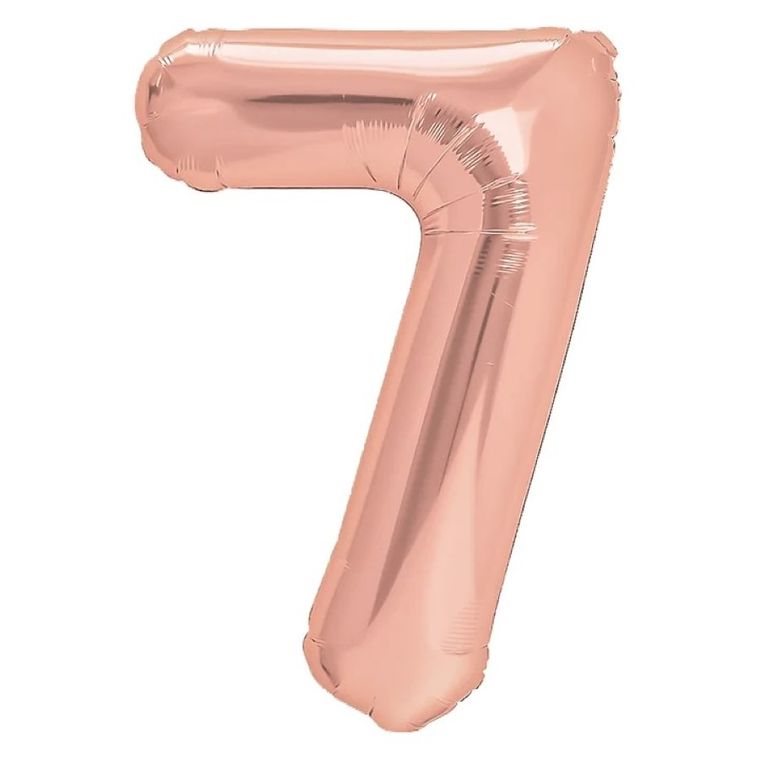 Party Tino, balon foliowy, cyfra 7, różowy, rose gold, 100 cm
