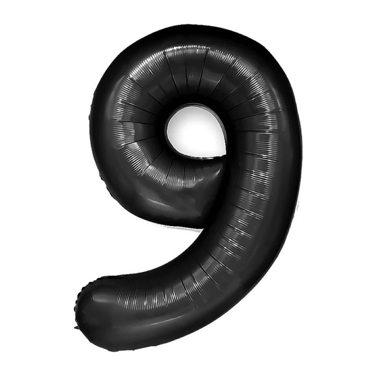 Party Tino, balon foliowy, cyfra 9, czarny, 100 cm