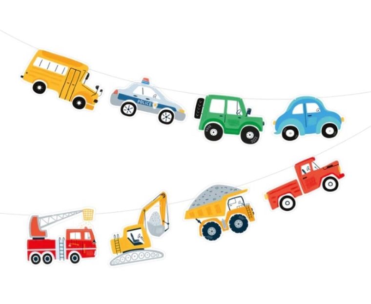 Party Tino, girlanda papierowa, pojazdy, 250 cm