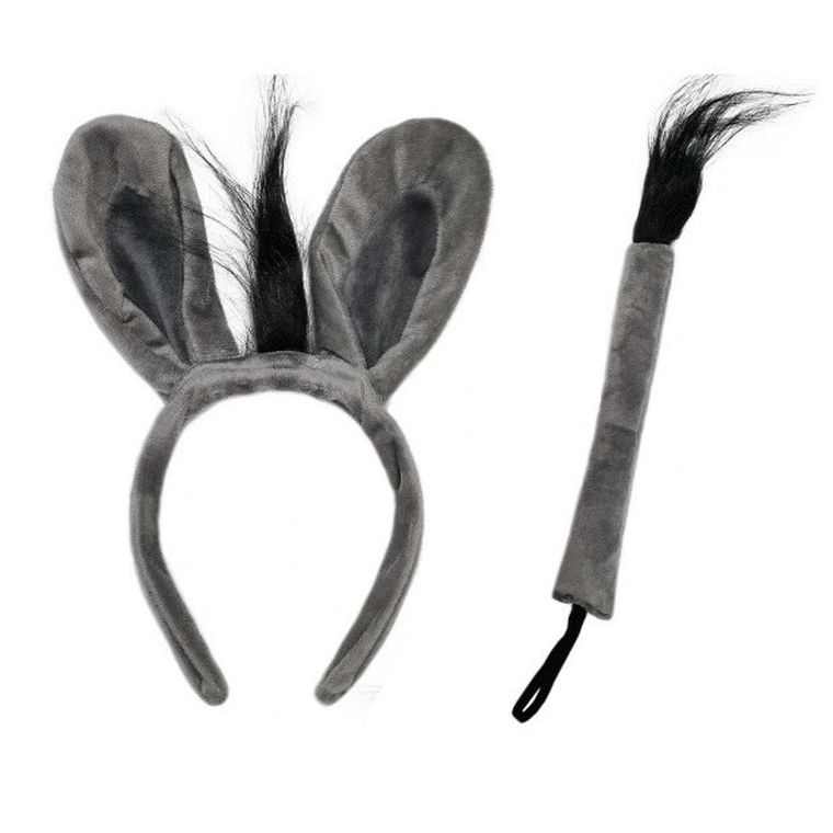 Party Tino, strój osiołka: opaska z uszami + ogon