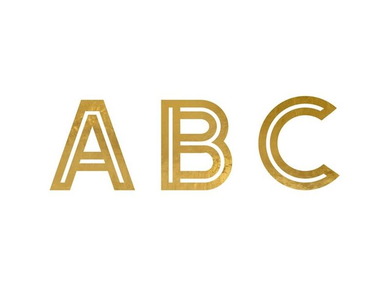 PartyDeco, alfabet, PartyDeco, naklejki, złote, 4 cm