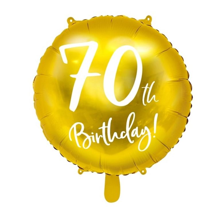 PartyDeco, balon foliowy, 70th Birthday, złoty