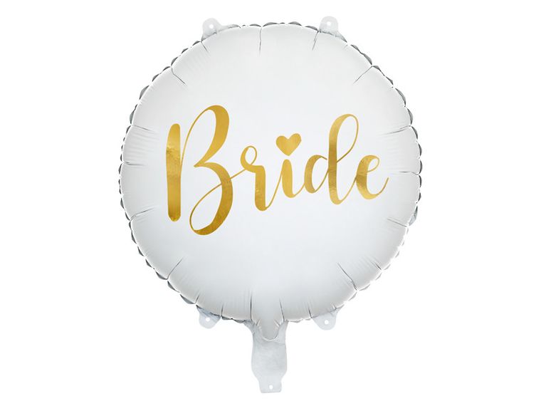 PartyDeco, balon foliowy Bride 45 cm, biały, 1 szt.