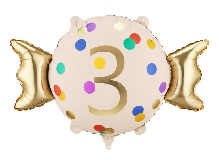 PartyDeco, balon foliowy, cukierek, 3, 61-37 cm