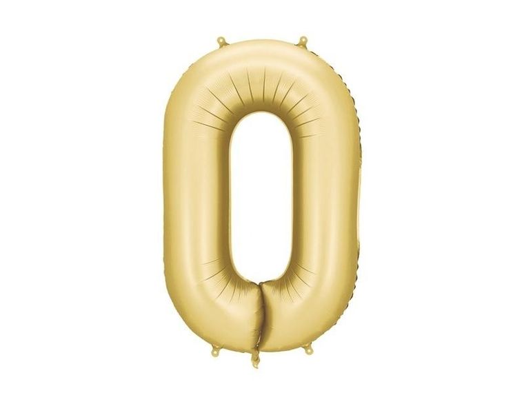 PartyDeco, balon foliowy, cyfra 0, złoty, 86 cm