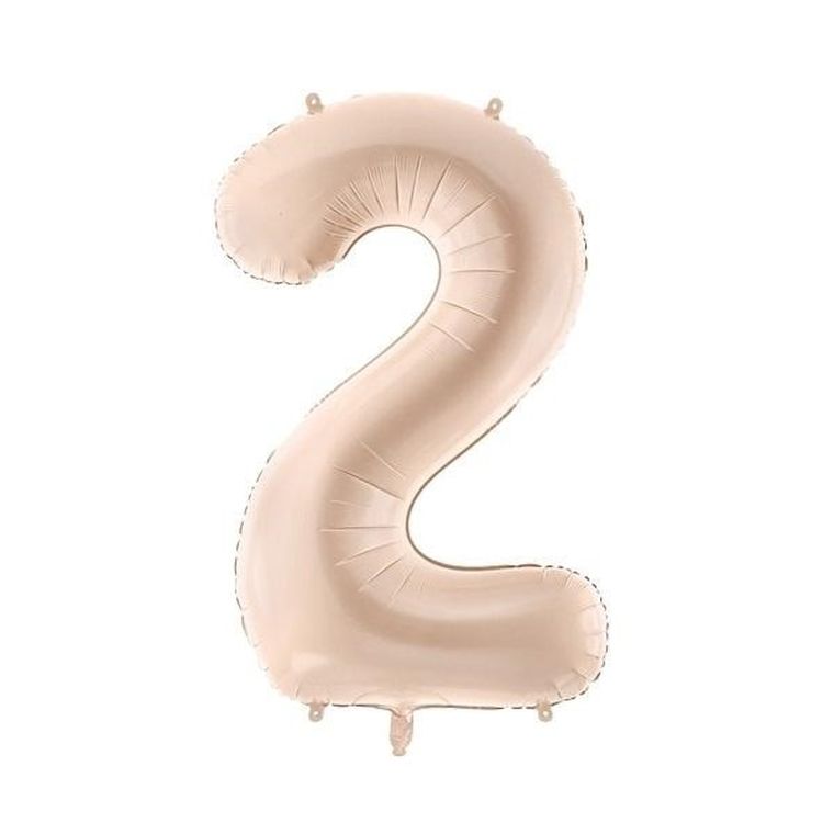 PartyDeco, balon foliowy, cyfra 2, 72 cm, beżowy, 1 szt.