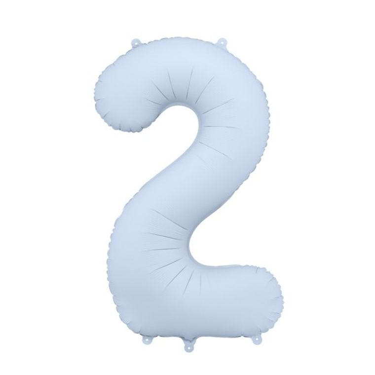 PartyDeco, balon foliowy, cyfra 2, mglisty, niebieski, 86 cm, 1 szt.