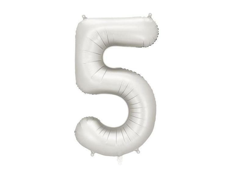 PartyDeco, balon foliowy, cyfra 5, srebrny, 86 cm
