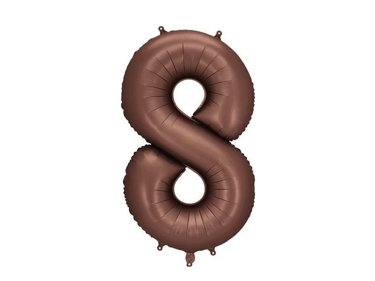 PartyDeco, balon foliowy, cyfra 8, mocca, 86 cm