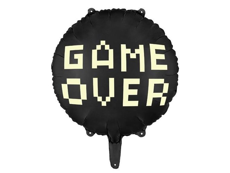 PartyDeco, balon foliowy, Game over, czarny, 45 cm