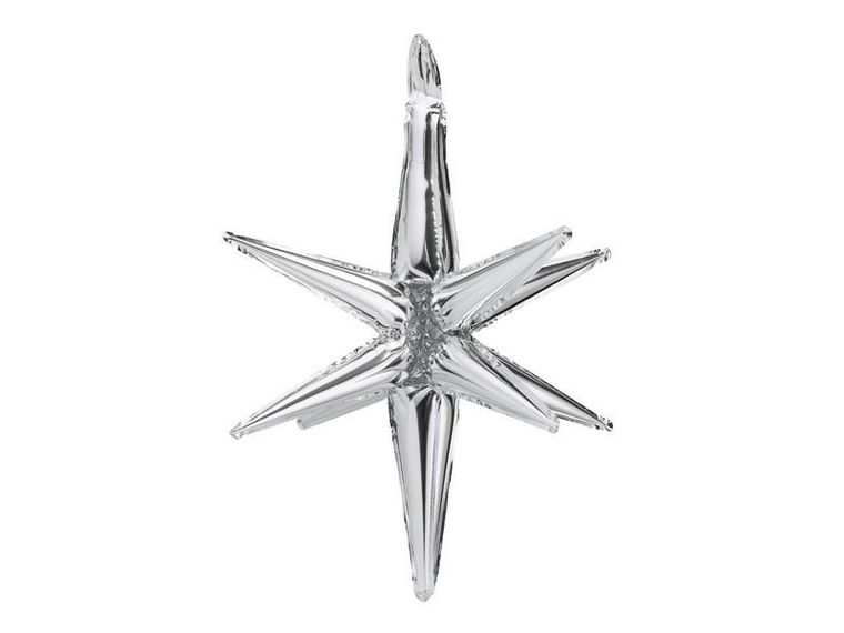 PartyDeco, balon foliowy, gwiazda 3D, srebrny, 105 cm