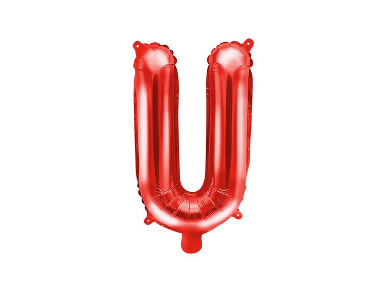 PartyDeco, balon foliowy, litera "U", 35 cm, czerwony, 1 szt.